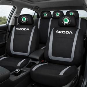 Set Huse Scaune Universale Compatibile cu Skoda – Negru/Gri - Img 2