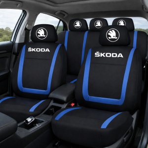 Set Huse Scaune Universale Compatibile cu Skoda Nou – Negru/Albastru - Img 2