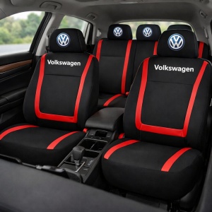 Set Huse Scaune Universale Compatibile cu Volkswagen – Negru/Rosu - Img 2
