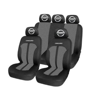 Set Huse Scaune Universale Premium Carguard Personalizate cu Nissan – Negru/Gri