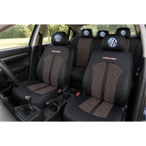 Set Huse Scaune Universale Premium Carguard Personalizate cu Volkswagen – Negru/Bej - Img 2