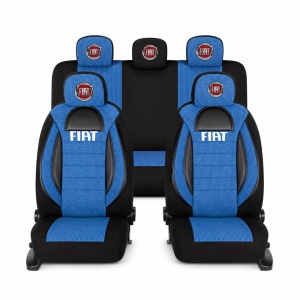 Set Huse Scaune Universale Racing, Albastru cu Negru Personalizate cu Fiat