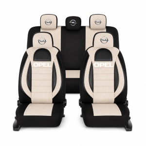 Set Huse Scaune Universale Racing, Bej cu Negru Personalizate cu Opel