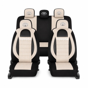 Set Huse Scaune Universale Racing, Bej cu Negru Personalizate cu Toyota