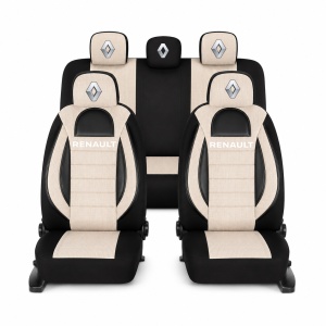 Set Huse Scaune Universale Racing, Bej cu Negru Personalizate cu Renault