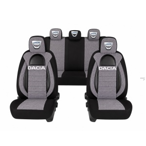Set Huse Scaune Universale Racing, Gri cu Negru Personalizate cu Dacia