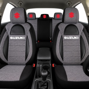 Set Huse Scaune Universale Racing, Gri cu Negru Personalizate cu Suzuki - Img 2