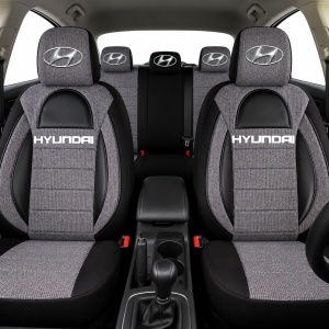 Set Huse Scaune Universale Racing, Gri cu Negru Personalizate cu Hyundai - Img 2