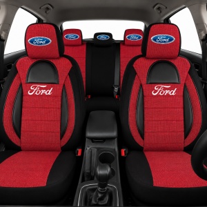 Set Huse Scaune Universale Racing, Visiniu cu Negru Personalizate cu Ford - Img 2