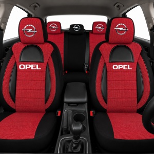 Set Huse Scaune Universale Racing, Visiniu cu Negru Personalizate cu Opel - Img 2