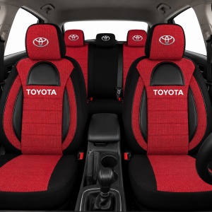 Set Huse Scaune Universale Racing, Visiniu cu Negru Personalizate cu Toyota - Img 2