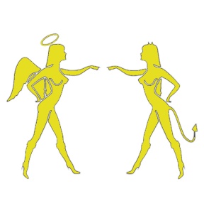 Sticker auto "Angel Babes", 23x20 cm, galben