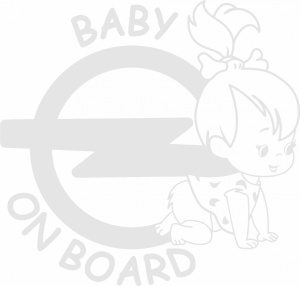 Sticker auto Baby on board opel fetita, 17x15cm, alb
