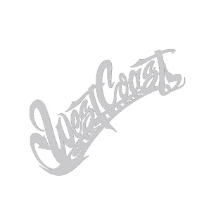 Sticker auto "West Coast" 20x13 cm, alb