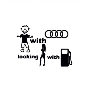 Sticker Baiat cu Audi 13x10 cm, Creative Rey®