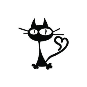 Sticker decorativ StickerStore Pisica inimoasa, 10x10 cm, Negru