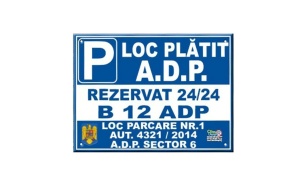 Placuta loc parcare indicator inchiriat ADP, 200×300, PVC 1 mm