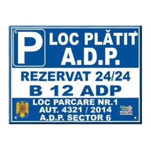 Placuta loc parcare indicator inchiriat ADP, 200×300, PVC 1 mm - Img 2