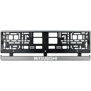 Set 2 bucati, suport numar inmatriculare argintiu Mitsubishi - Img 2