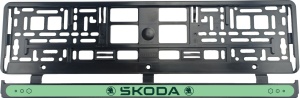 Set 2 bucati, suport numar inmatriculare Skoda Green