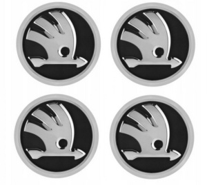 set 4 Capace Janta Aliaj Skoda 52MM Interior - 56MM Exterior Negru Cu Argintiu