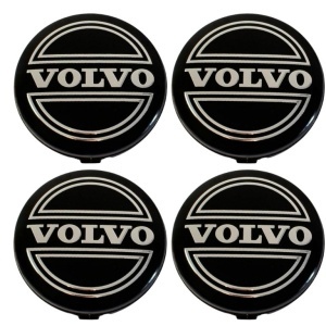 Set 4 capace pentru jante aliaj VOLVO, Argintiu/Negru, 64mm