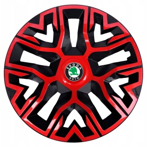 Set 4 Capace Roti 14 `` Best Rosu-Negru, Compatibile Cu Skoda - Img 1