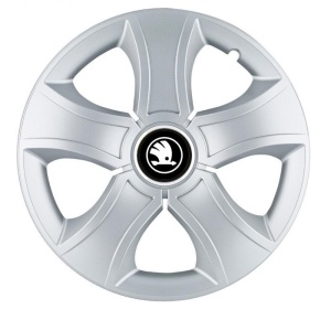 Set 4 Capace Roti 14 inchi (R14) Bis Gri, Compatibile Cu Skoda Alb Negru