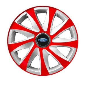 Set 4 capace roti 14 inchi R14 Drift Rosu-Gri, Compatibil cu Ford