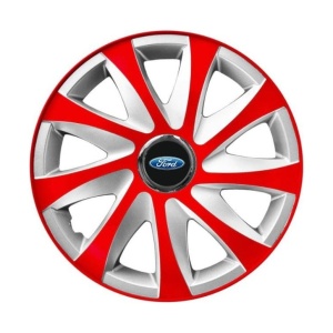 Set 4 capace roti 14 inchi R14 Drift Rosu-Gri, Compatibil cu Ford - Img 3
