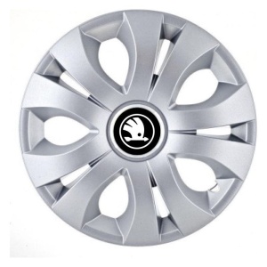 Set 4 Capace Roti 15 inchi (R15), Compatibil Cu Skoda Nou Alb-Negru, model Top Gri - Img 2