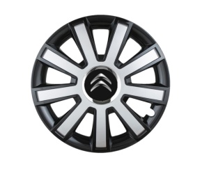 Set 4 capace roti Flash Gri-Negru R16 pentru gama auto Citroen - Img 1