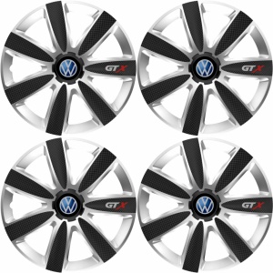 Set 4 Capace Roti GTX Carbon Gri-Negru R15, Compatibil Cu Volkswagen - Img 2