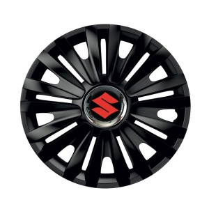 Set 4 capace roti Negre Cu Inel Cromat Royal R14 Compatibil Cu Suzuki