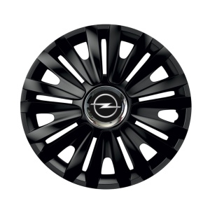Set 4 capace roti Negre Cu Inel Cromat Royal R16 pentru gama auto Opel - Img 1