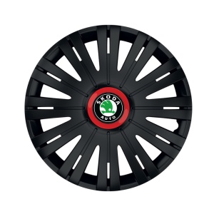 Set 4 capace roti Negre Cu Inel Rosu Active R15 pentru gama auto Skoda - Img 1