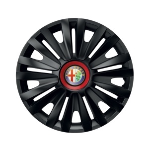 Set 4 capace roti Negre Cu Inel Rosu Royal R15 Compatibil Cu Alfa Romeo - Img 3