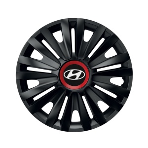 Set 4 capace roti Negre Cu Inel Rosu Royal R15 pentru gama auto Hyundai - Img 1
