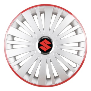 Set 4 Capace Roti, potrivite jantelor de R16, pentru Suzuki, model falcon argintiu cu rama rosie