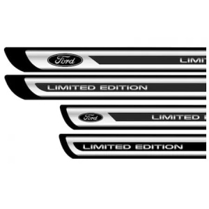 Set 4 stickere protectii praguri gri pentru Ford crom - Img 3