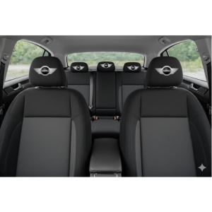 Set 5 huse tetiere negre, pentru gama auto MINI - Img 3