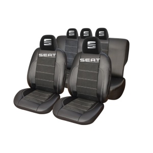 Set Huse Scaune Universale Din Piele Ecologică Si Alcantara Personalizate Cu Seat, Negre