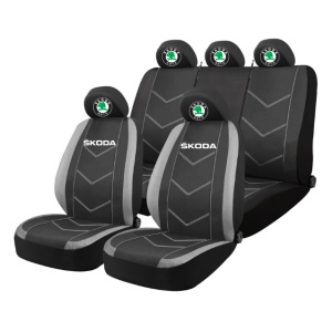 Set Huse Scaune Universale HLX3 Compatibile cu Skoda – Negru/Gri