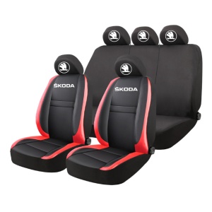 Set Huse Scaune Universale HLX5 Compatibile cu Skoda – Negru/Rosu