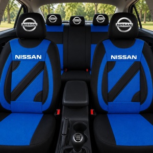 Set Huse Scaune Universale Nero Albastru Personalizate cu Nissan - Img 2