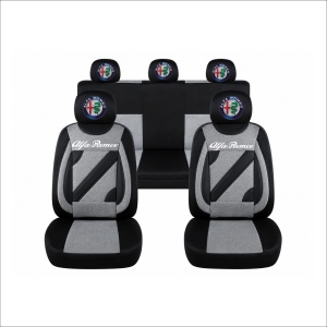 Set Huse Scaune Universale Nero Gri Personalizate cu Alfa Romeo