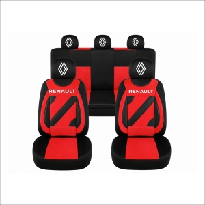 Set Huse Scaune Universale Nero Rosu Personalizate cu Renault Nou