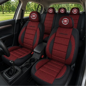 Set Huse Scaune Universale Premium Carguard Personalizate cu Fiat – Negru/Visiniu - Img 2
