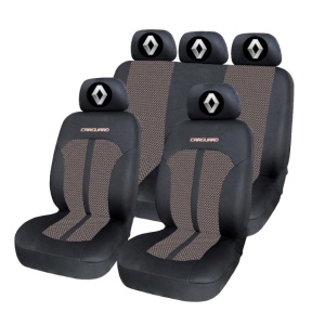 Set Huse Scaune Universale Premium Carguard Personalizate cu Renault – Negru/Bej