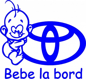 Sticker auto ''Bebe la bord Toyota'', 17x16cm, albastru